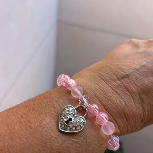 Pink Valentine Heart Charm Bracelet